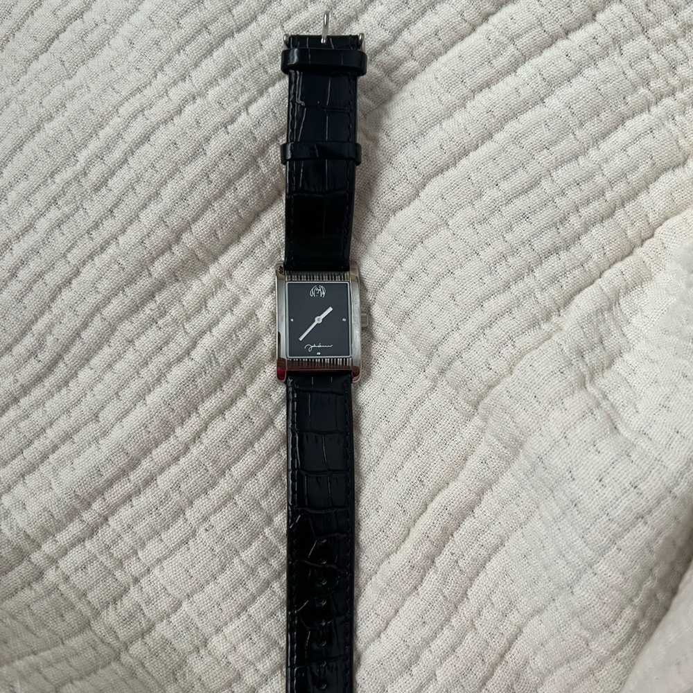 Black Leather Strap Men's Watch